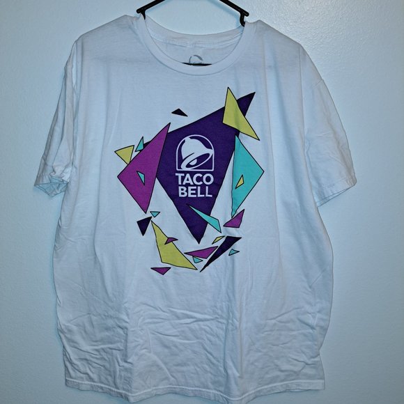 Taco Bell Other - Taco Bell T Shirt Size XL, Retro 80s 90s Look, Geometric Triangles White